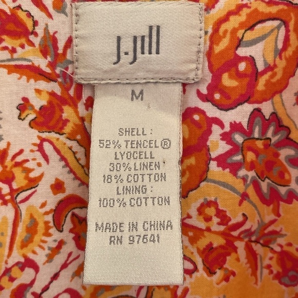 J Jill Linen Lyocell Blend Zip Up Casual Jacket Pale Orange Size Medium - Picture 3 of 9